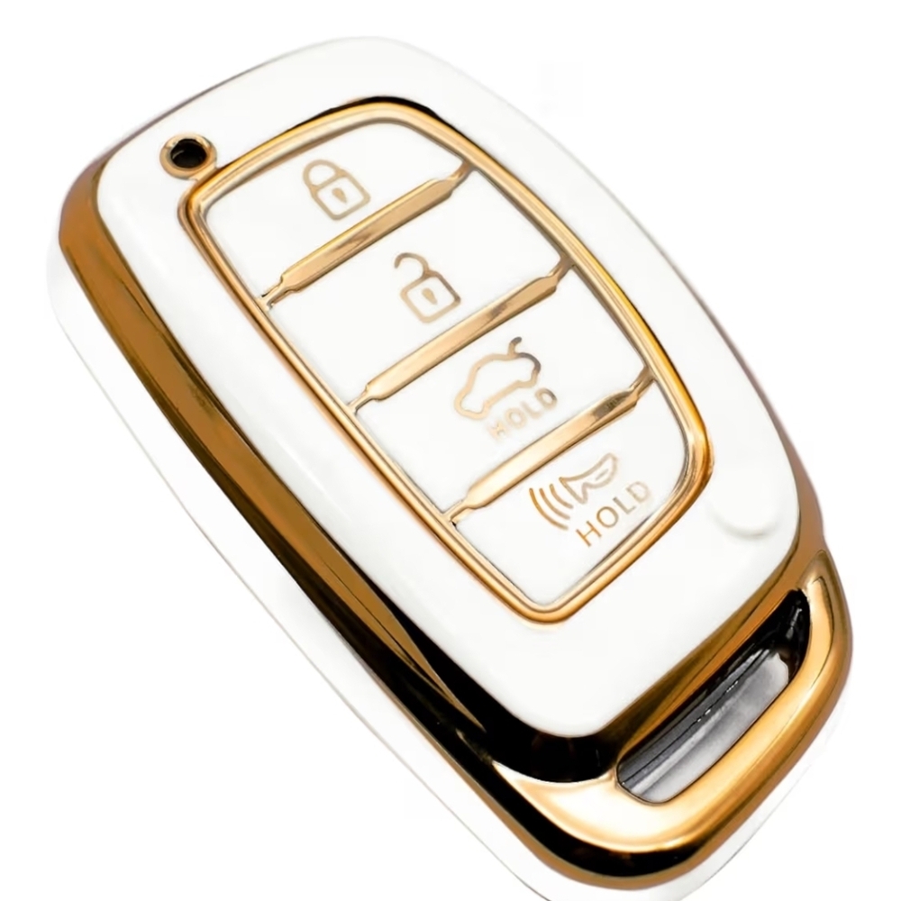 Gold and White Car Key Fob